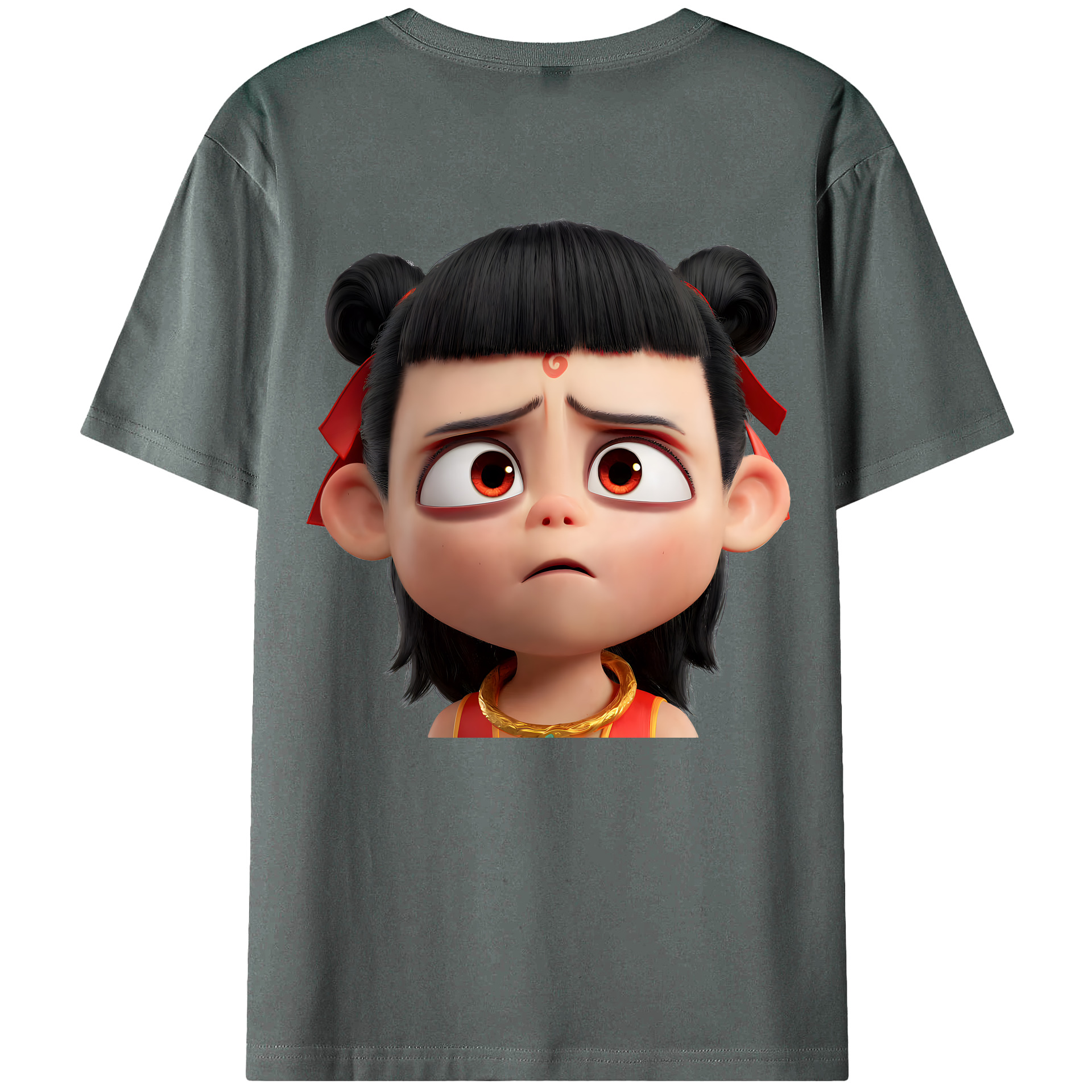 （画像用） Ne Zha 2 ナタ 魔童の大暴れ 綿100％ メンズ半袖Tシャツ（バックプリント） 通気性